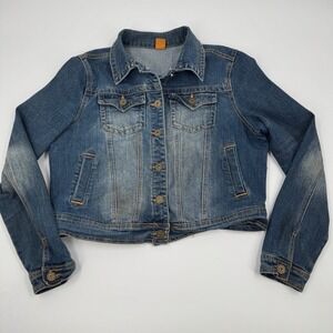 Joujou Womens Denim Jacket Blue Jean Trucker Style Button Front XL